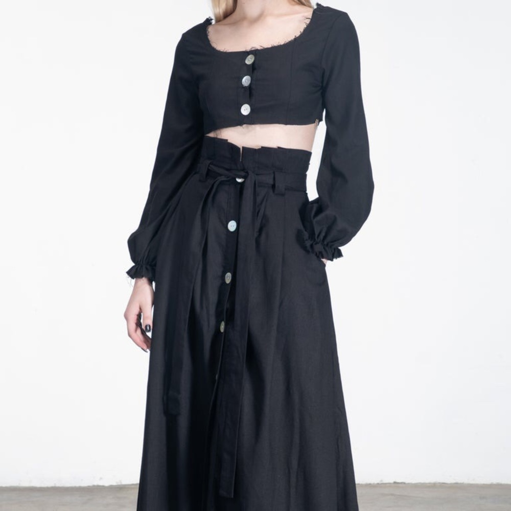 Shades of Silence linen two piece skirt set